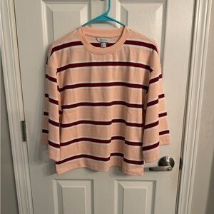 H&M Peach and Burgundy Striped Long Sleeve Tee